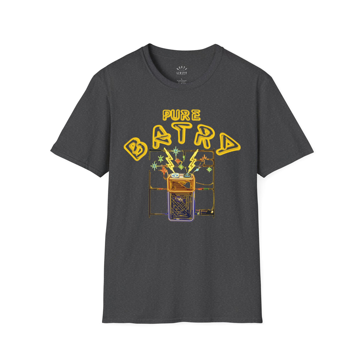 Pure Batry — Retro Arcade Neon Gaming Graphic Tee