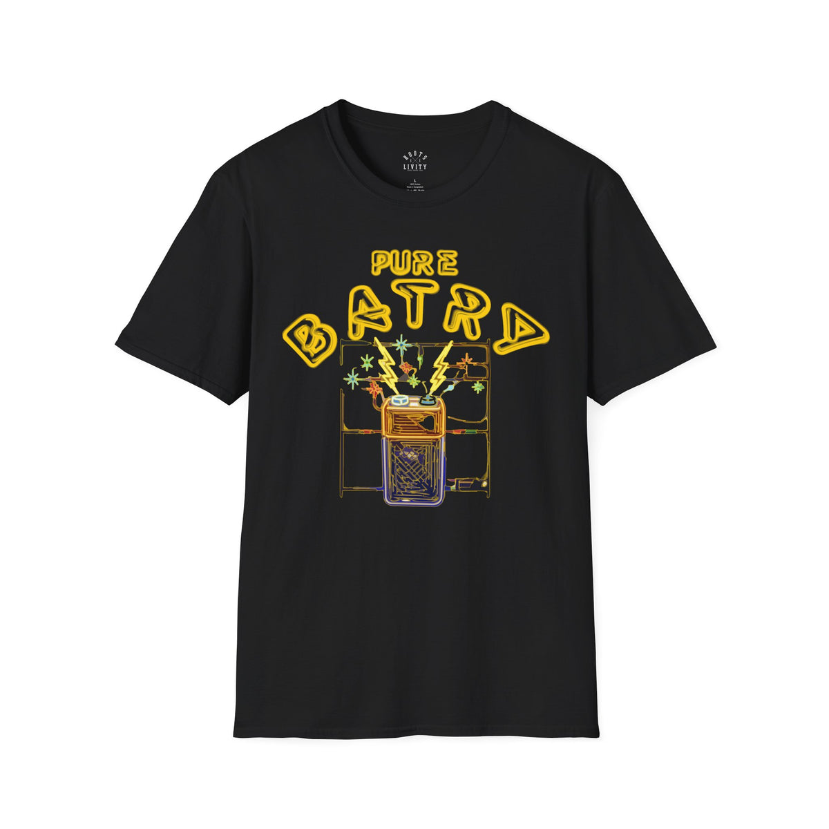 Pure Batry — Retro Arcade Neon Gaming Graphic Tee